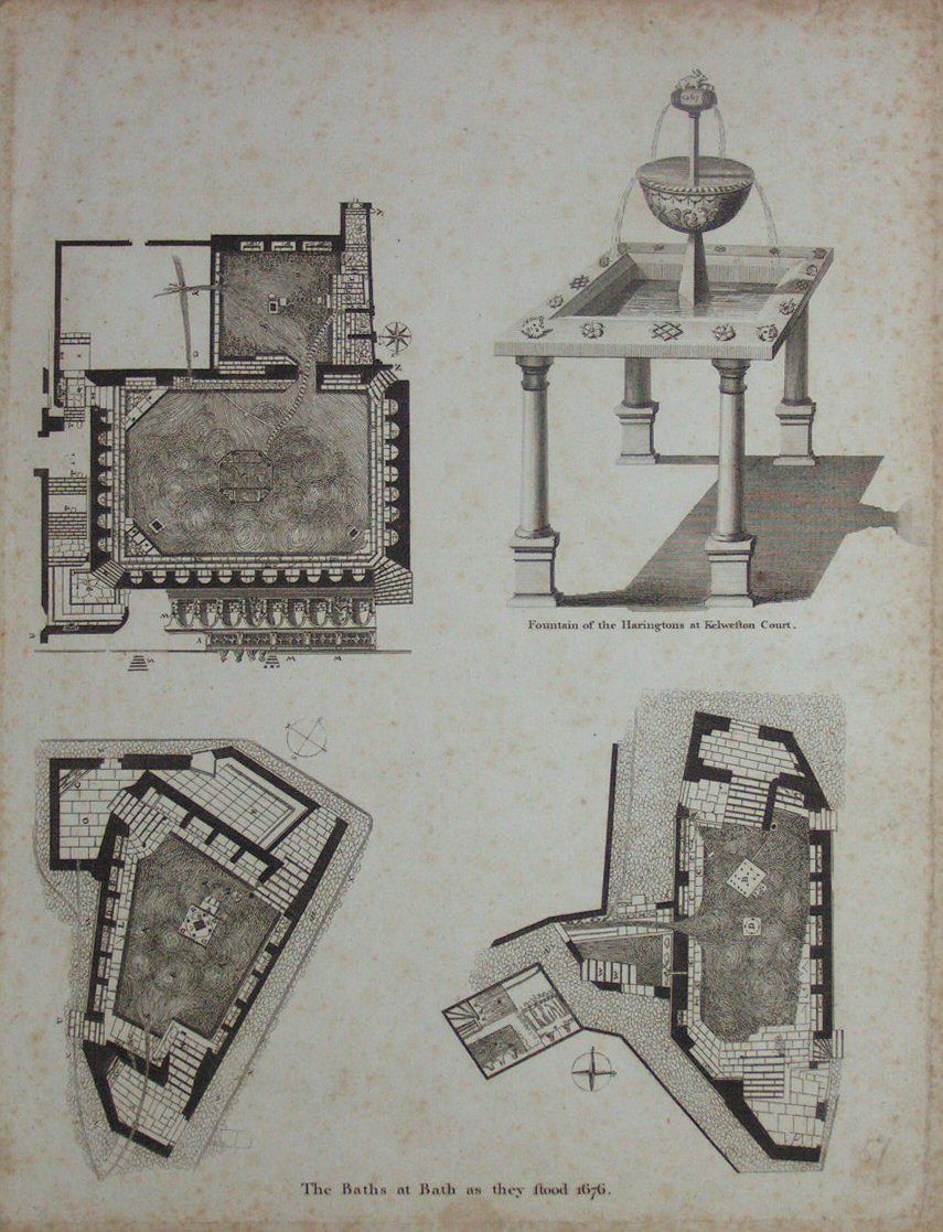 Print - The Baths at Bath as they stood 1676.